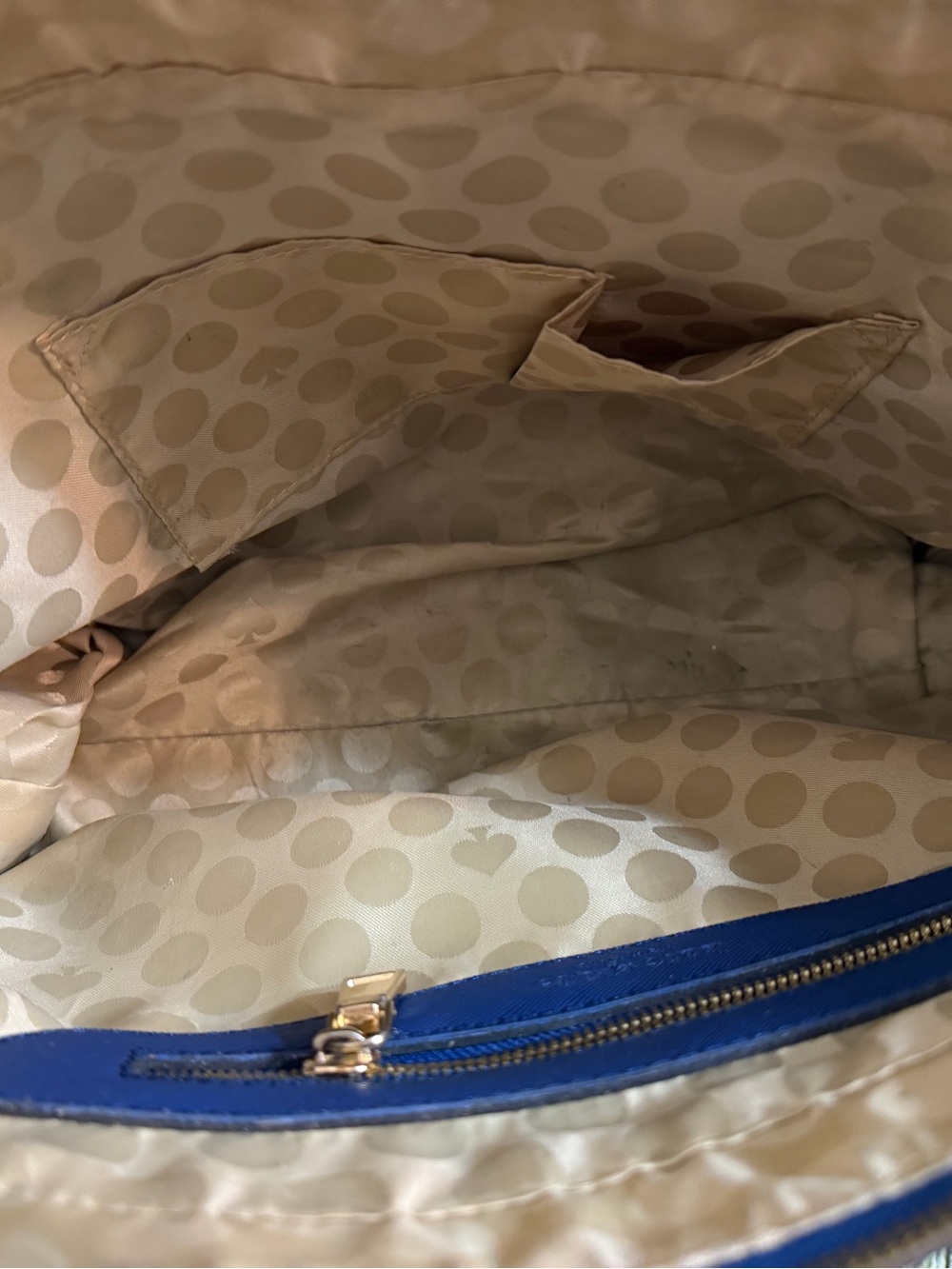 kate spade Blue Saffiano Leather Tote with Gold Accent - Picture 5 of 6